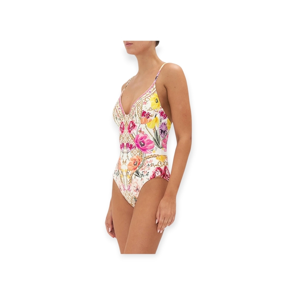 Camilla Floral One-Piece Swimsuit in Pink, Yellow, Orange - Picture 3 of 11